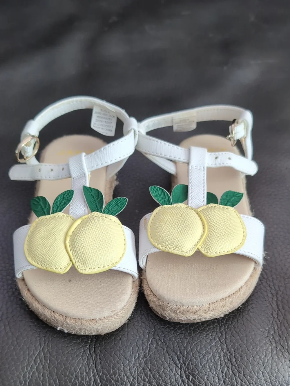 Kids Toddler Shoes Janie and Jack White Sandals with Yellow Lemon Appliqués